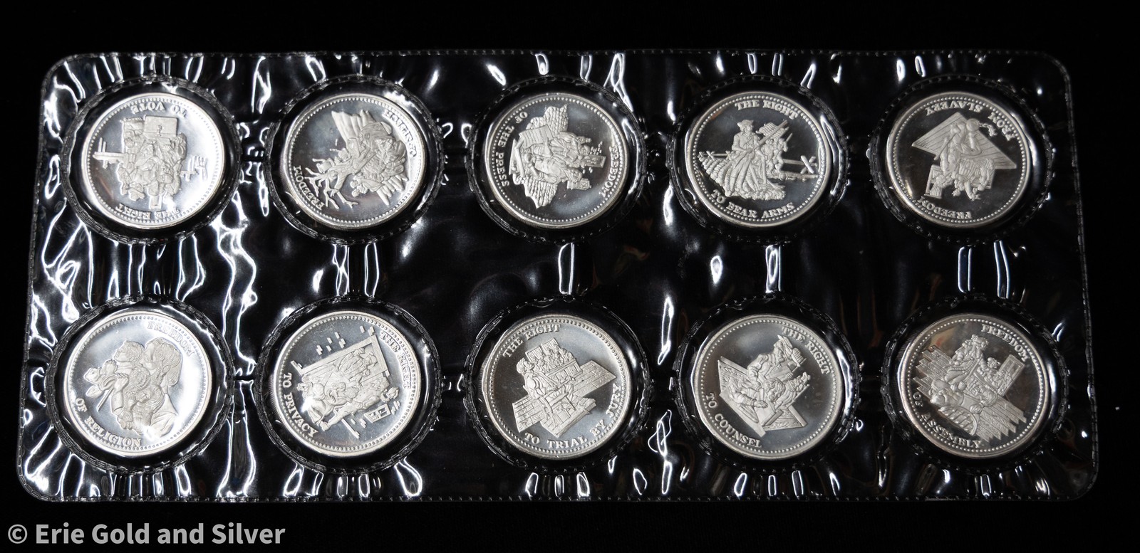 1 oz .999 Silver Johnson Matthey Bill of Right's Set Original Mint Packing (10)