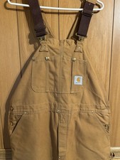 VTG Carhartt R01 BRN Double Knee Canvas Overalls Bib 40x28 Workwear USA Made