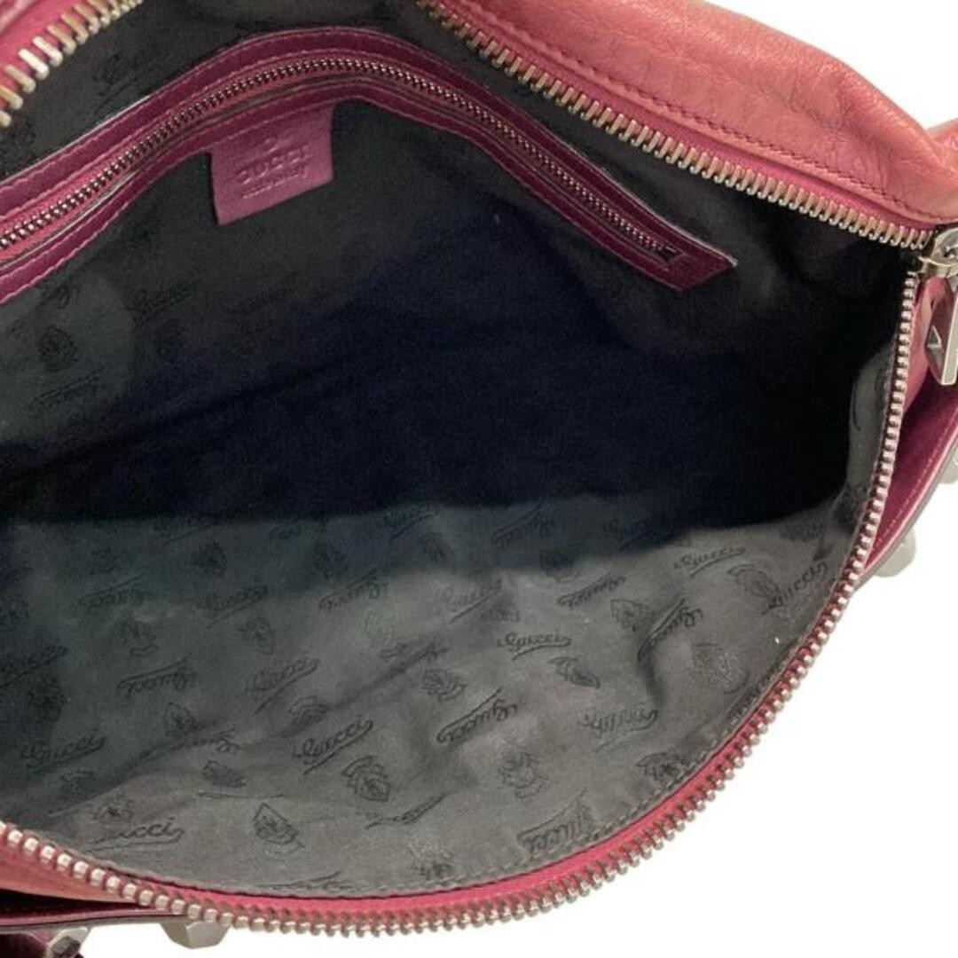 GUCCI Shoulder Bag Bordeaux Black Studded Leather Used 80cm Strap thumbnail 8