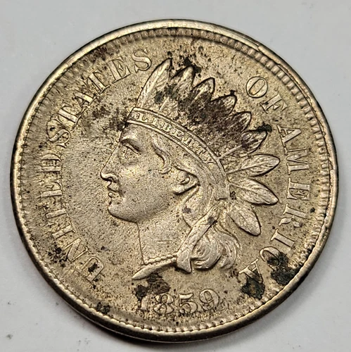 1859 1c Indian Head Cent High Grade AU+ w/ Light Spotting See Pics *M277