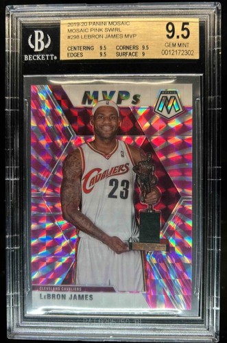 LeBron James [Pink Swirl] #298 2019 Panini Mosaic card