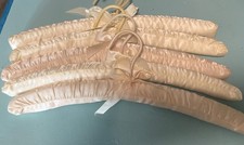 VTG Ivory Satin Covered Hangers Padded Ribbons Lot of 5