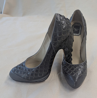 Vintage Christian Dior platforms Pumps. Dark Grey Leather US 8.5