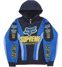 Supreme Fox Racing Zip Up Hooded Sweatshirt Blue