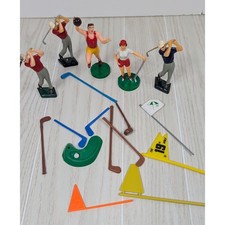 Wilton Cake Toppers Vintage Plastic Golf Figures Flags Clubs Lot
