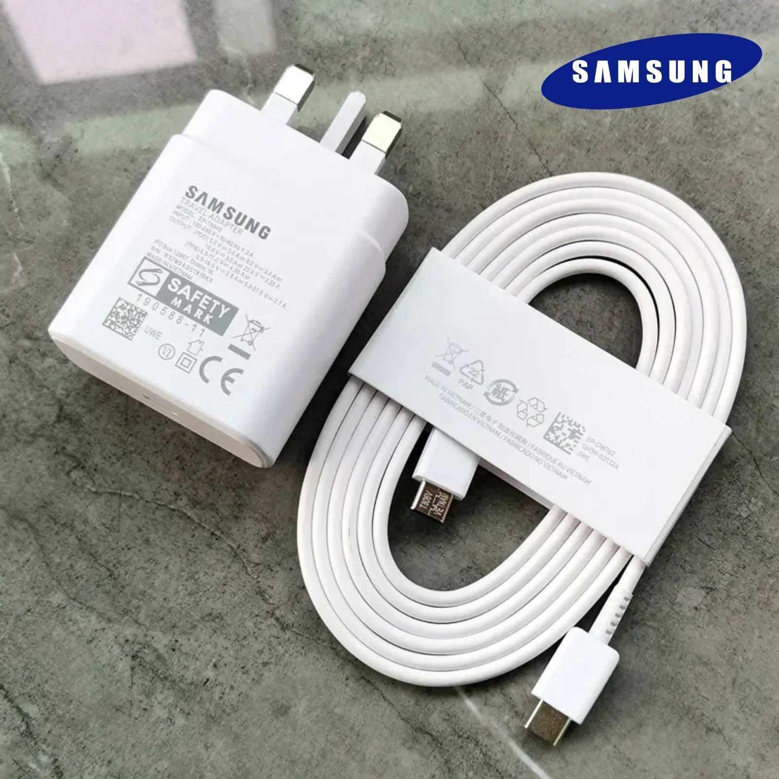 Samsung Galaxy Official 45W Super Fast Charger 2.0 with USB-C to C Data Cable