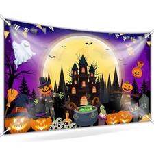 Happy Halloween Banner Trick or Treat Halloween Backdrop Party Decorations Kids