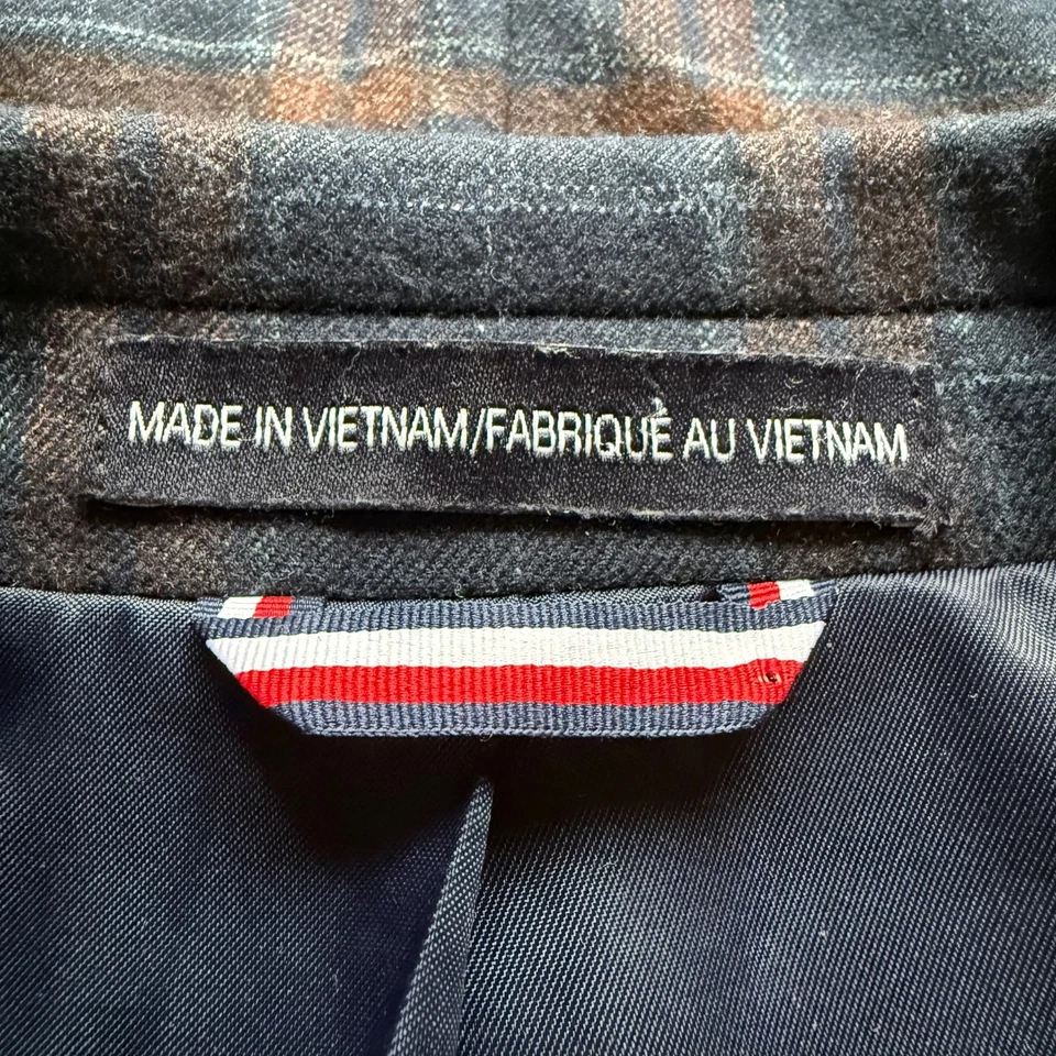 Abrigo Blazer Chaqueta Tommy Hilfiger Para Hombres Talla 48R Azul Marino y Marrón a Cuadros Informal Deportivo Foto 4 de 4