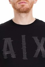 ARMANI EXCHANGE BLACK 'STUD LOGO' SS T-SHIRT NWT SIZE M L