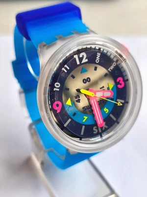 Swatch BIG BOLD SB01K400 Reloj Pulsera Neón Hielo Silicona Azul - Imagen 1 de 3