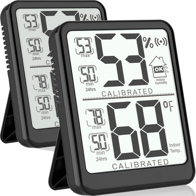 Room Thermometer 2Pk Digital Hygrometer Temp Humidity Gauge Max Min Monitor
