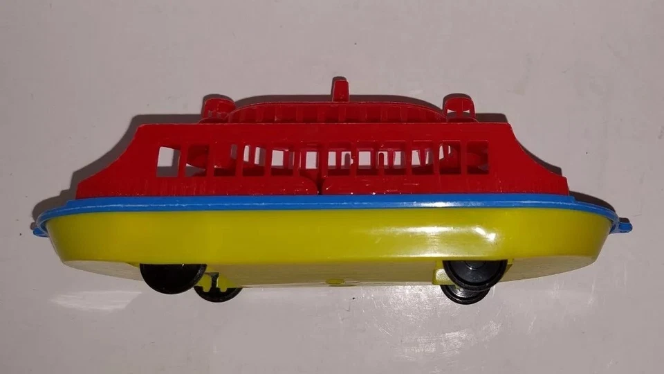 PYRO земли моря пластиковый паром красный синий желтый лодка игрушка сделано в США 1950-х - читать - Изображение 4 из 4