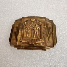 Vintage 1946 West Coast Relays Fresno, CA Belt Buckle Solid Brass Made In USA