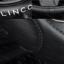 For Lincoln Black 15 Diameter Car Auto Steering Wheel Cover Genuine Leather