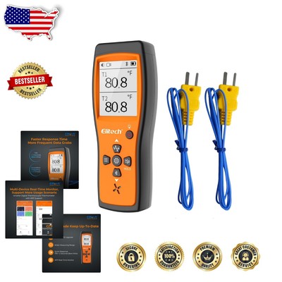 High Accuracy Dual Display Thermocouple Temperature Gauge with Alarm Feature