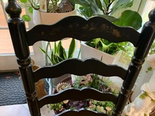 Vtg Tell City Wood Dining Black Chairs/Gold Set of 3