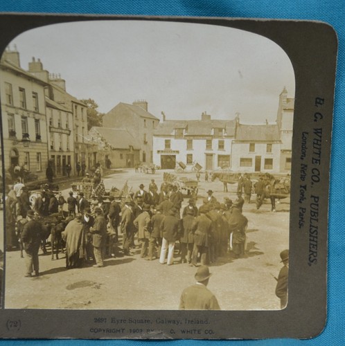 c1900 Stereoview Foto Irland Eyre Square Galway HC weiß - Bild 2 von 4