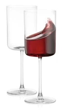 JoyJolt Claire European Crystal Unique Red Wine Glasses 14 oz, Set of 2  New
