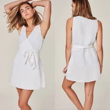 Andie Linen The Cacela Dress Cover Up In Coconut White Size Small New