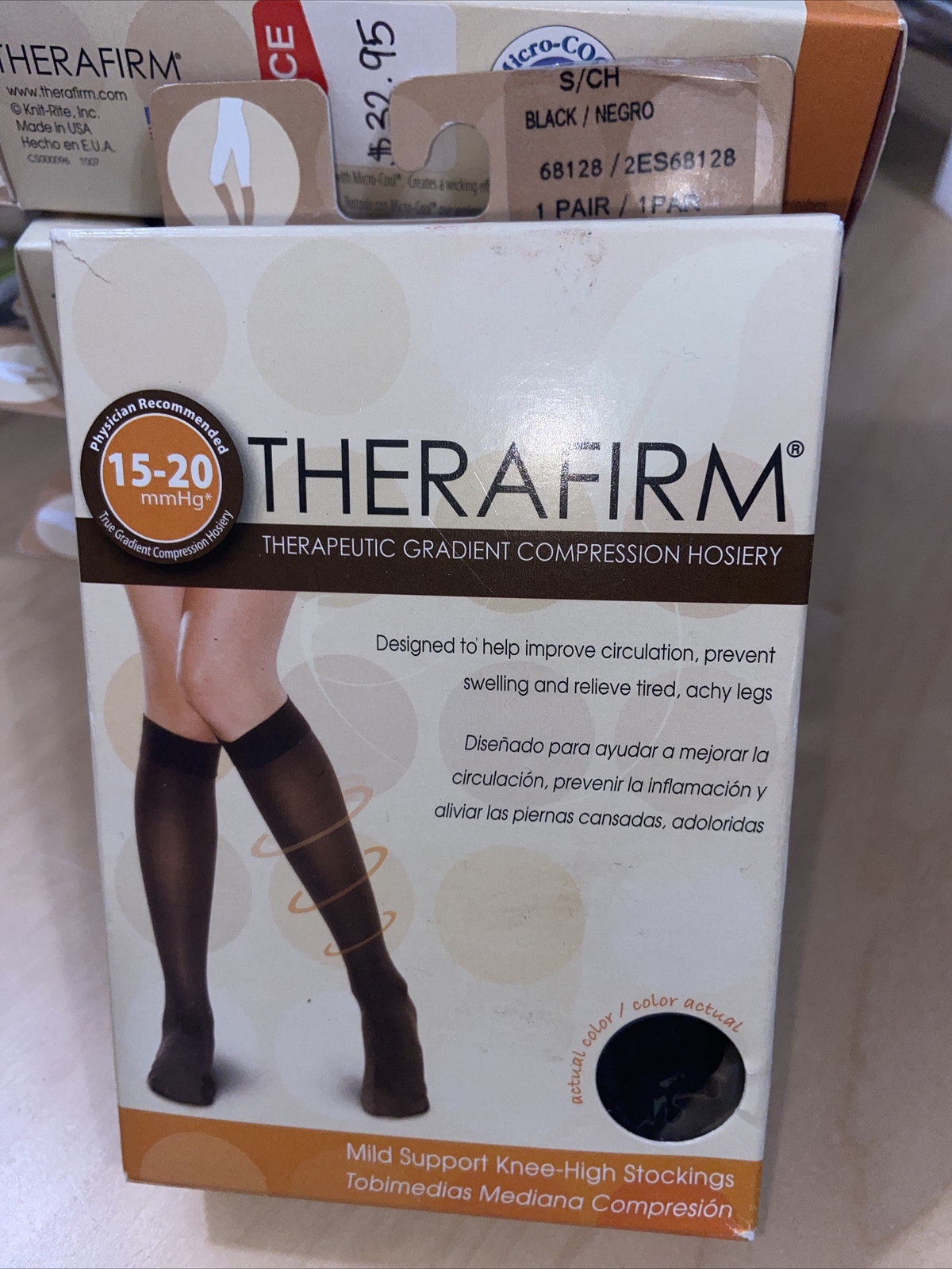 Oapl 68124 Therafirm Women Knee High Stocking Black Medium