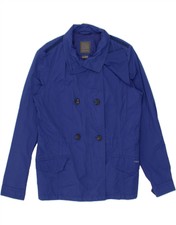 Geox Womens Double Breasted Trench Coat Uk 14 Medium Blue Polyamide Ly08