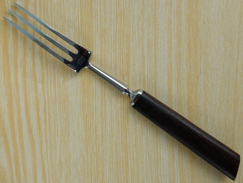 1 Vintage GEORGE BUTLER Dessert Fork Stainless Steel Wooden Handle Cutlery Retro - Picture 3 of 10