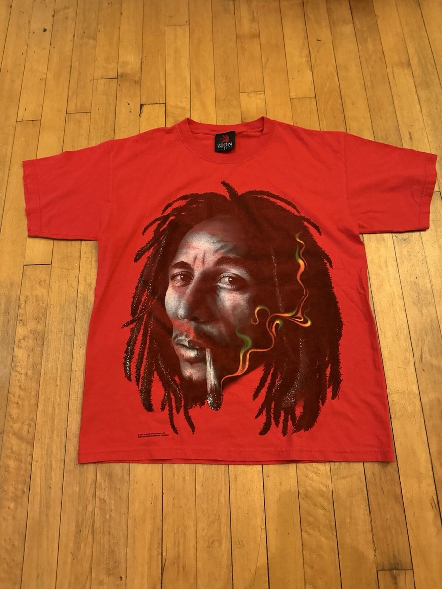 ボブマーリー Bob Marley ©2004 ロック バンドTシャツ VTG 2004 Men's Sz L Bob Marley Big Face Portrait Zion