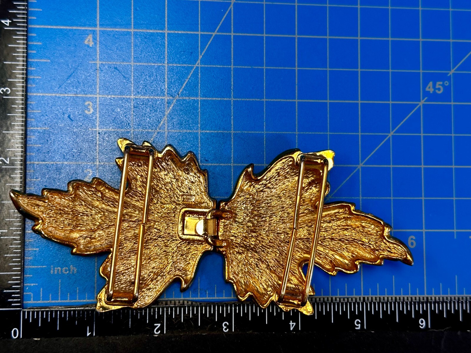 Detailed Leaf Two Piece Interlocking Vintage Gold… - image 2