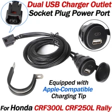 For Honda CRF300L CRF250L Rally Dual USB Phone Charger Outlet Socket Power Port