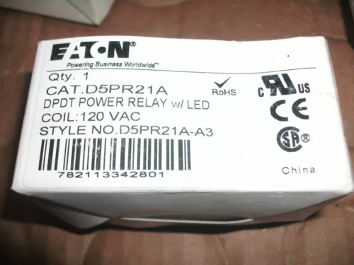 EATON D5PR21A POWER RELAY W/LED 120VAC COIL - 15 AVAILABLE