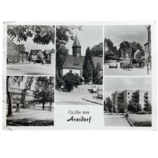 Ansichtskarte AK Grüße Arnsdorf Mehrbildkarte Sachsen Oldtimer Autos Gl. 1990