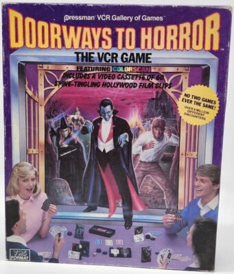 UNIVERSAL MONSTERS-VINTAGE-DOORWAYS TO HORROR-VCR GAME-BY PRESSMAN-1986-COMPLETE