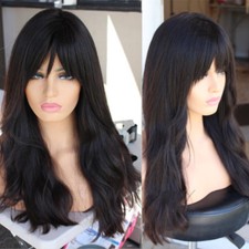 New Fashion Brazilian Virgin Human Hair Glueless Lace Front Wigs With Bangs Wave