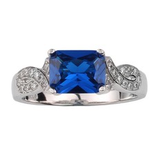 925 Sterling Silver Ring Women 7x9mm Cubic Zirconia CZ Multiple Colors Choice