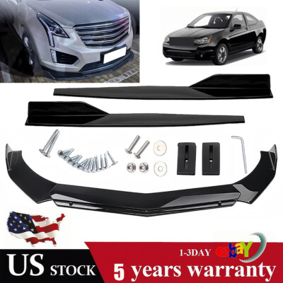For Cadillac CTS ATS Front Bumper Lip Spoiler Splitter + Side Skirt Gloss Black