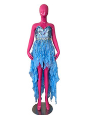 Sherri Hill Size 4 Blue Strapless Dress with Sequins and Crystals