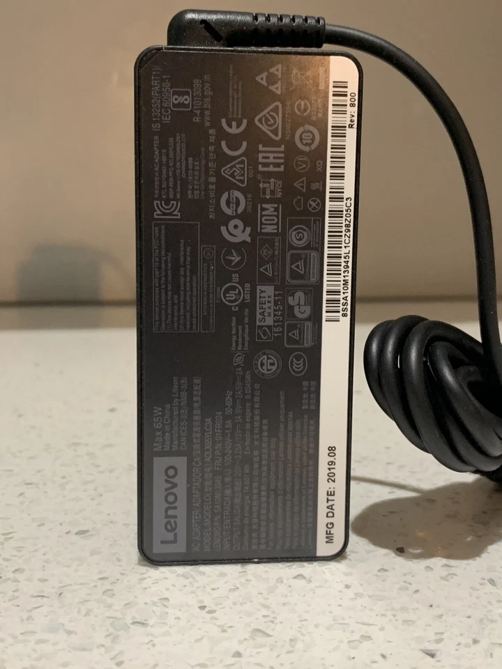 100% подлинный Lenovo 65 Вт USB-C AC адаптер зарядное устройство 20V 3.25A AU запас + шнур - Изображение 2 из 4