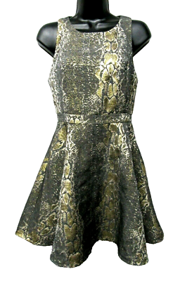 black and gold snake print dress Reptile Grommet Dress