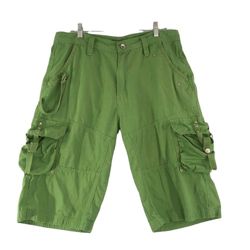 Request Jeans Mens Green Cargo Shorts 
