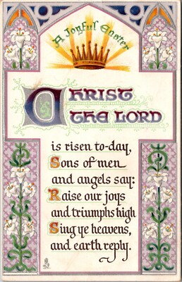 1914 Postcard Easter Christ Lord Raphael Tuck Crown Lily  Greenfield Indiana