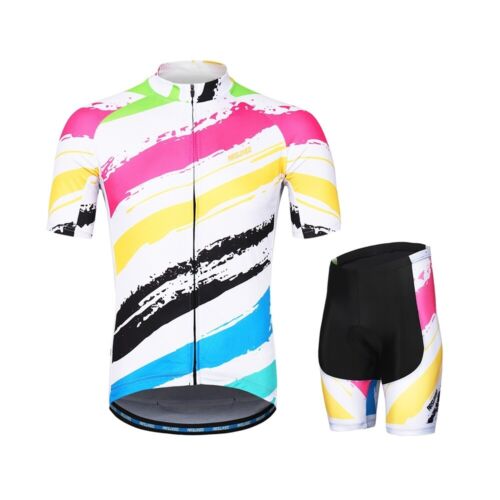 Cycling Clothing Set Short Sleeve Jersey Bicycle Shirts Suits Padded Bike Shorts - Foto 1 di 13