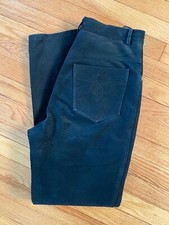 Vintage High Waist Black Suede Leather Pants