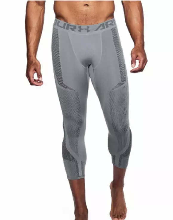 UNDER ARMOUR MEN'S SEAMLESS MESH PANEL 3/4 LENGHT TIGHTS, LIGHT GRAY,  XX-LARGE