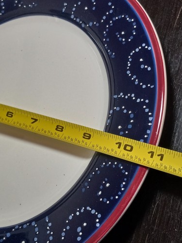 Debbie Mumm SNOW FLURRIES 11" Dinner Plate Set x4 Large Christmas Plates round - Picture 11 of 22