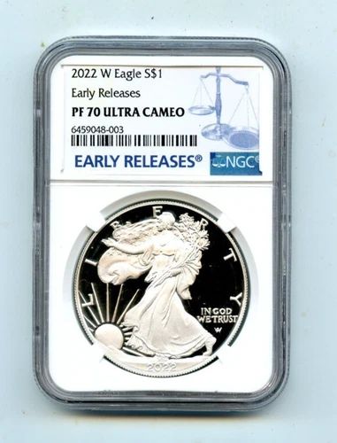 2022-W PF 70 ULTRA CAMEO EARLY RELEASES NGC SILVER EAGLE .999 1 OZ. COIN!!