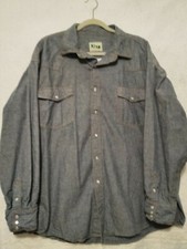 KEY Men's Shirt Size 3XL Regular Denim Long Sleeve Snap Closure Pockets