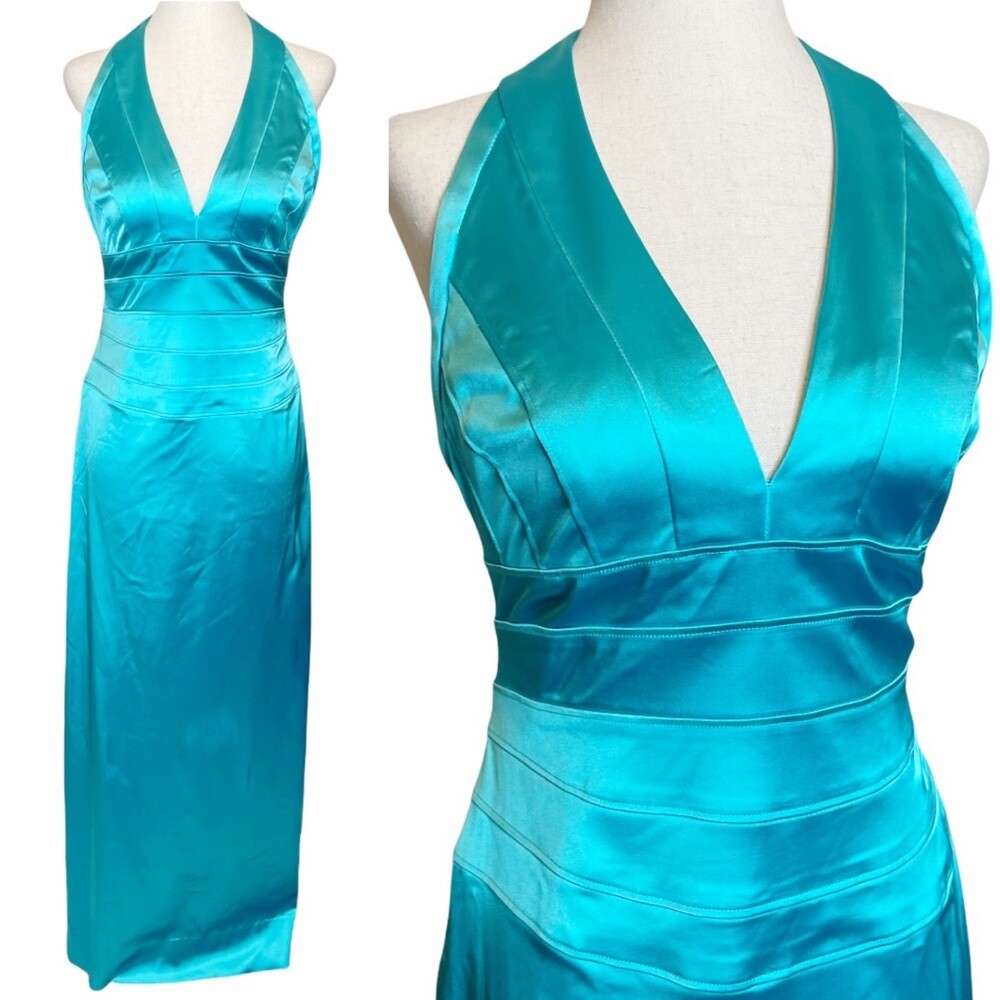 Robe Cache Cache Turquoise à Bretelles - Taille 38 - Coton - Occasion Très Bon état - Style Asymétrique