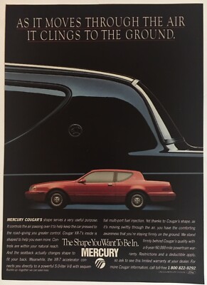 Mercury Cougar 1988 Vintage Print Ad 8x11 Inches Wall Decor