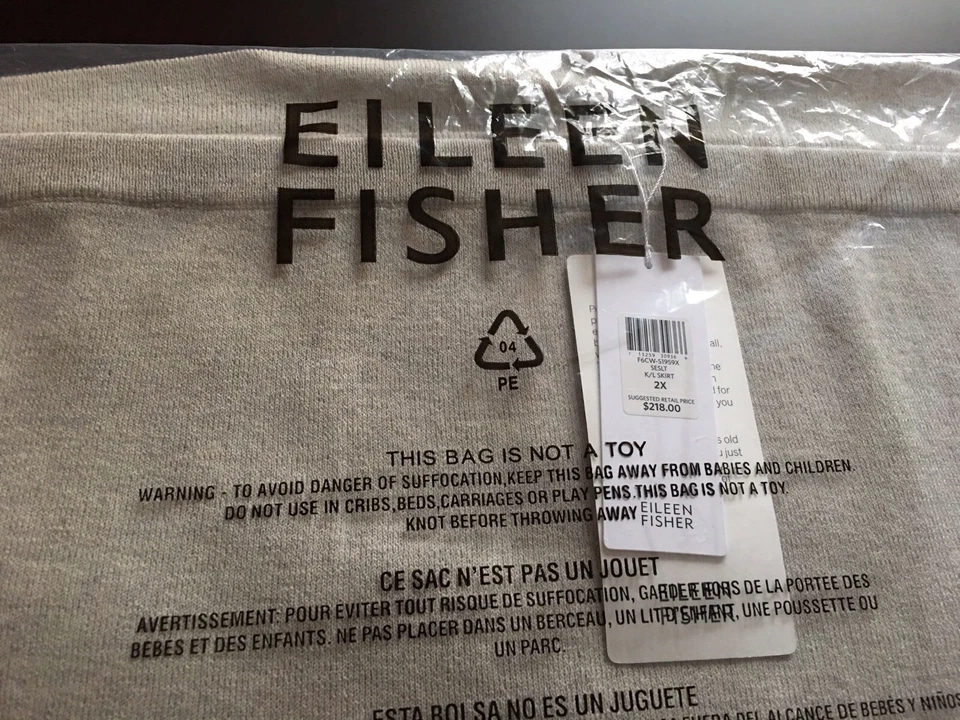 Saia lápis nova com etiquetas Eileen Fisher fio italiano lã crepe comprimento do joelho tamanho 2X $218,00