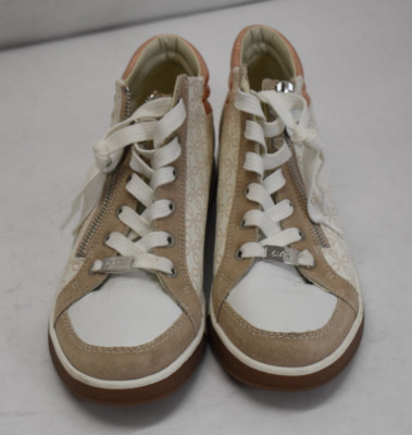Ara High Leather High Top Sneakers White & Tan Comfort Casual Womens Sz 7